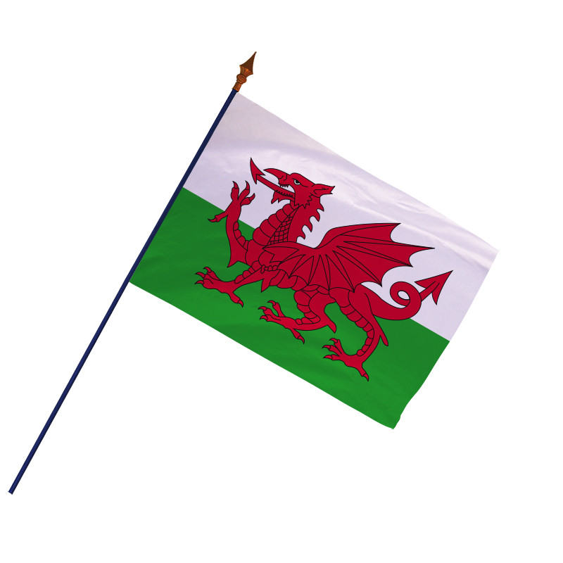 Drapeau des Pays de Galles avec hampe