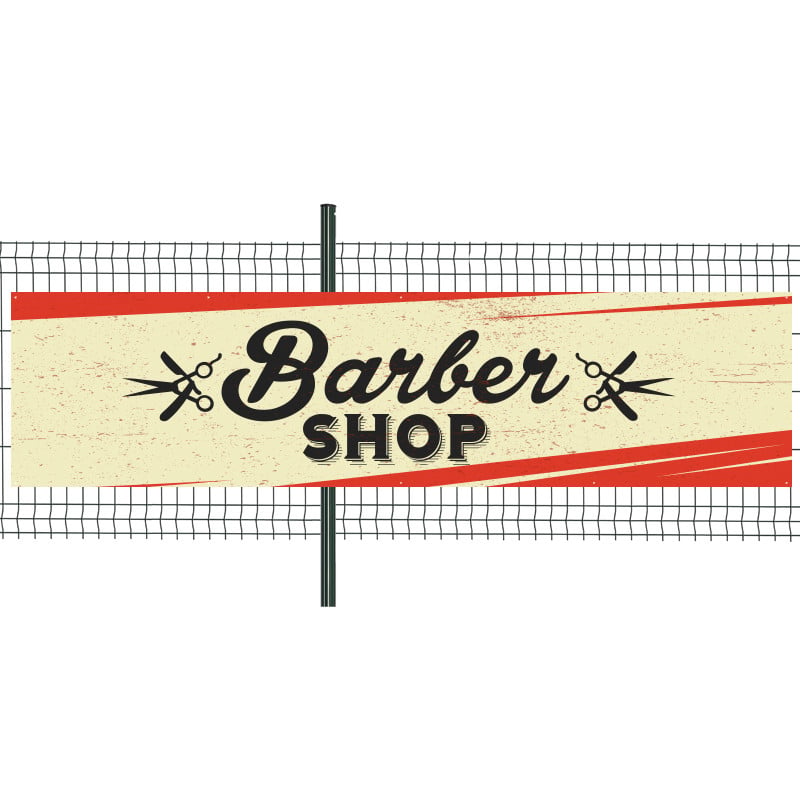 Banderole Prête à imprimer "Barbier" (fixation oeillets) 100x400 cm - Modéle 1 MACAP