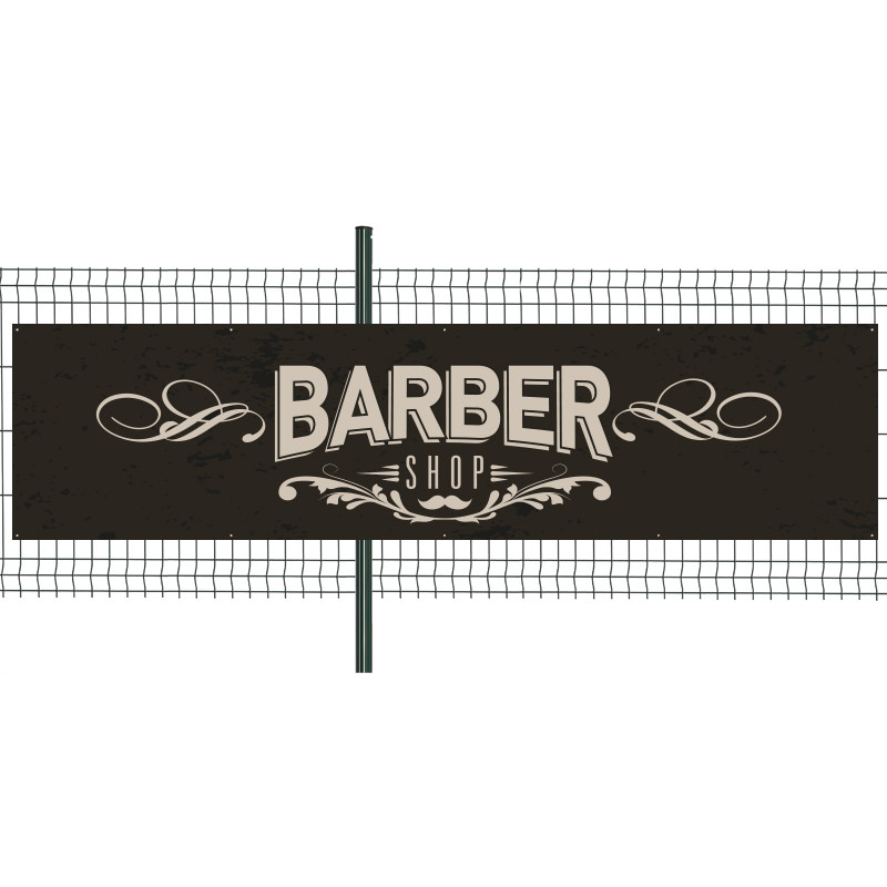 Banderole Prête à imprimer "Barbier" (fixation oeillets) 100x400 cm - Modéle 2 MACAP