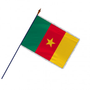 Drapeau Cameroun avec hampe avec frange argent