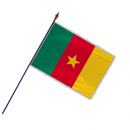 Drapeau Cameroun avec hampe avec frange et galon argent