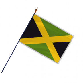 Drapeau Jamaïque avec hampe avec frange argent