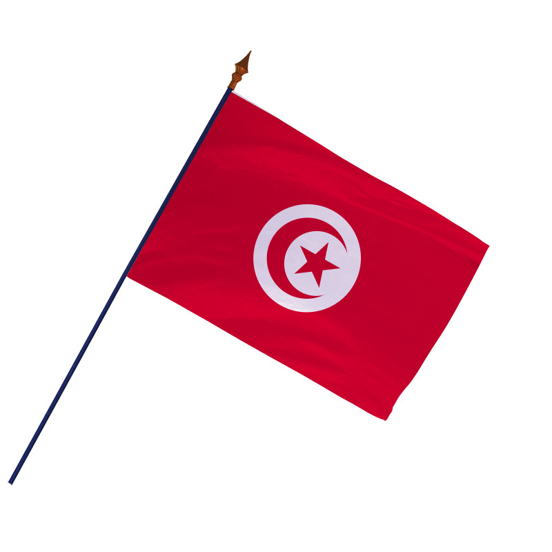 Drapeau Tunisie avec hampe officielle
