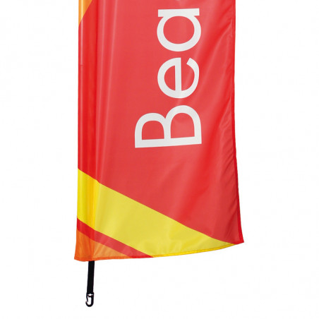 Beach flag - Oriflamme CLASSIQUE (VOILE SEULE fourreau maille) - vue fixation basse -MACAP