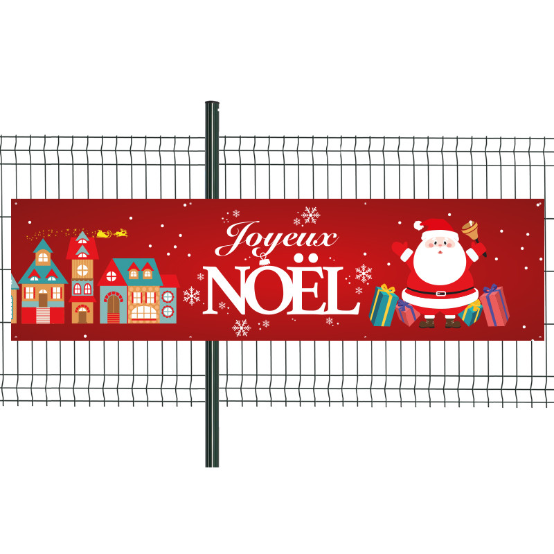 Banderole Prête à imprimer "Joyeux Noël" (fixation oeillets) 80x300 cm - Modèle 4 MACAP