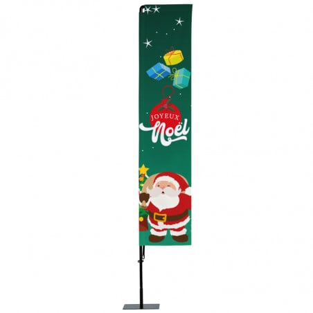 Beach flag Prêt à imprimer "Joyeux Noël" (kit avec platine carrée) 3,5 m - Modèle 5 MACAP