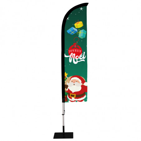 Beach flag Prêt à imprimer "Joyeux Noël" (kit avec platine carrée) 2,8 m - Modèle 5 MACAP