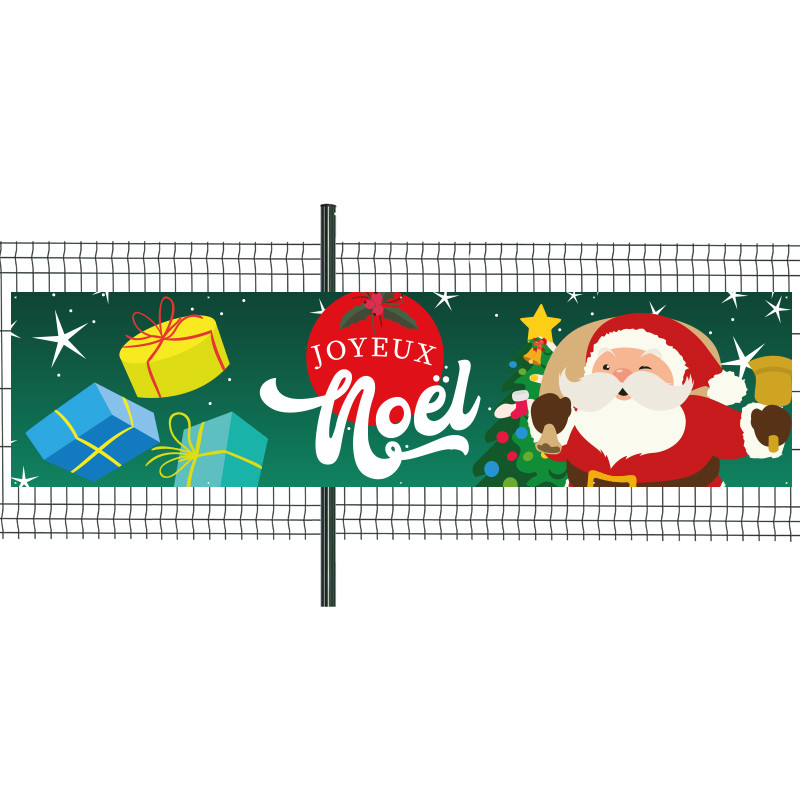 Banderole Prête à imprimer "Joyeux Noël" (fixation oeillets) 100x400 cm - Modèle 5 MACAP