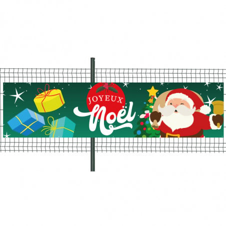 Banderole Prête à imprimer "Joyeux Noël" (fixation oeillets) 100x400 cm - Modèle 5 MACAP