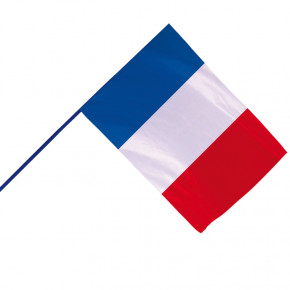 Drapeau de Course : Bleu, Blanc, Rouge (hampe en bois gainée bleue)