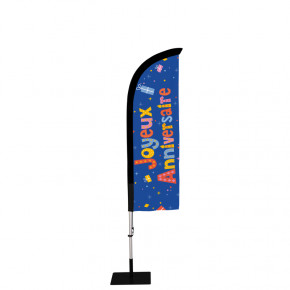 Beach flag Prêt à imprimer "Anniversaire" (kit avec platine carrée) 2,3 m - Modèle 3 MACAP