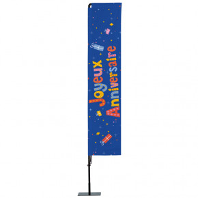 Beach flag Prêt à imprimer "Anniversaire" (kit avec platine carrée) 3,5 m - Modèle 3 MACAP