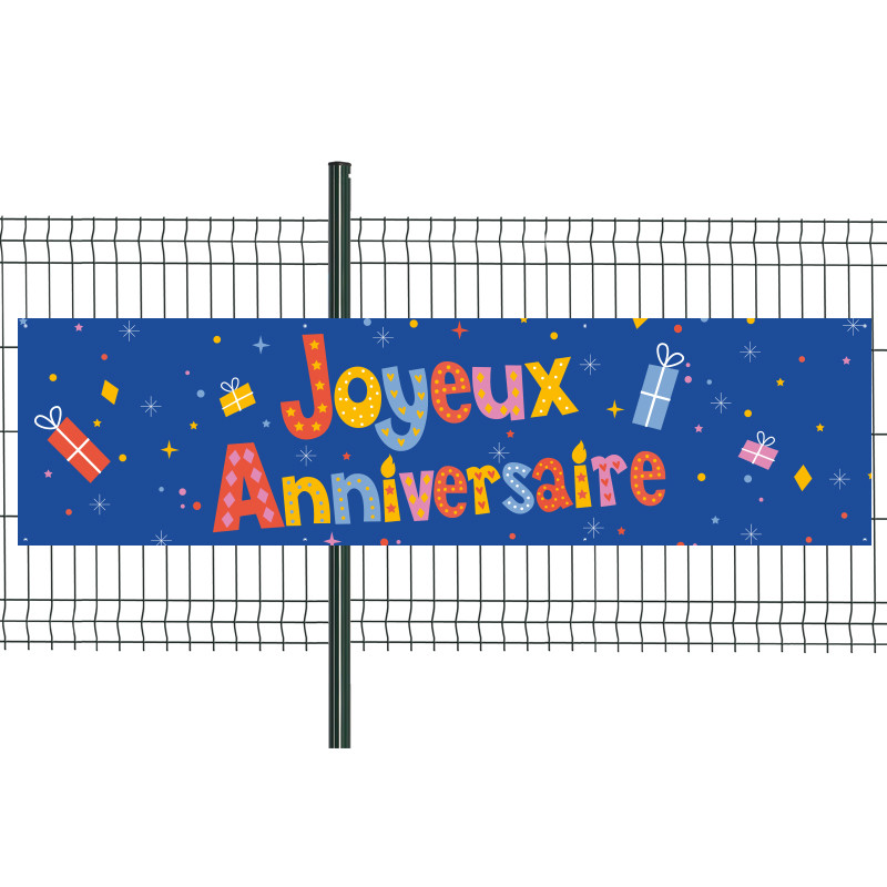 Banderole Prête à imprimer "Anniversaire" (fixation oeillets) 80x300 cm - Modèle 3 MACAP