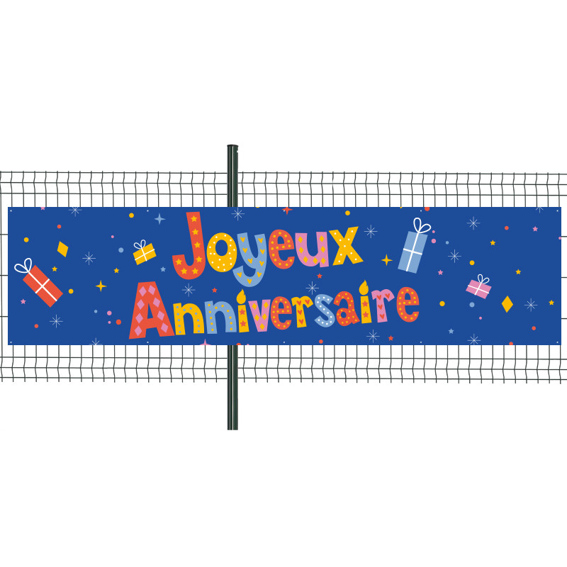 Banderole Prête à imprimer "Anniversaire" (fixation oeillets) 100x400 cm - Modèle 3 MACAP