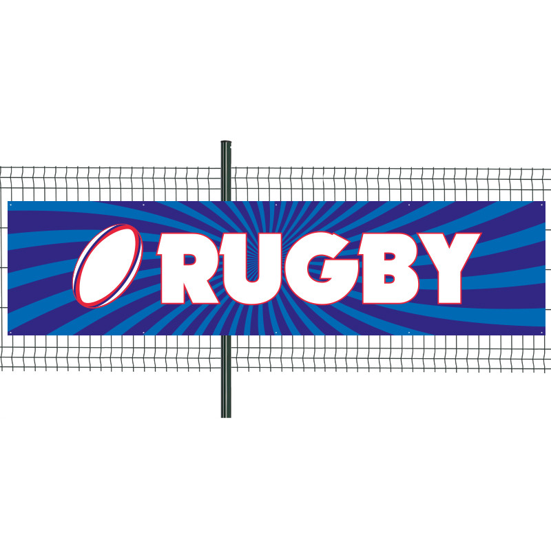 Banderole Prête à imprimer "Rugby" (fixation oeillets) 100x400 cm - Modèle 3 MACAP