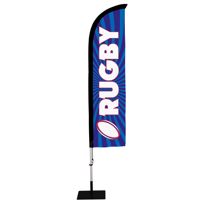 Beach flag Prêt à imprimer "Rugby" (kit avec platine carrée) 2,8 m - Modèle 3 MACAP