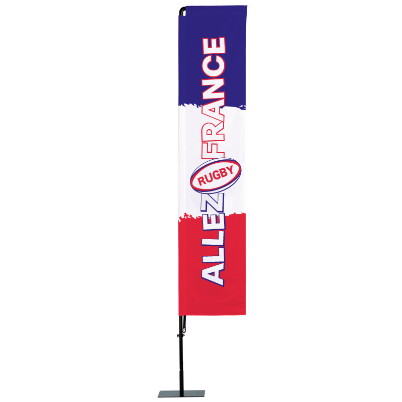 Beach flag Prêt à imprimer "Rugby" (kit avec platine carrée) 3,5 m - Modèle 5 MACAP