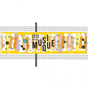Banderole Prête à imprimer "Fête de la musique" (fixation oeillets) 100x400 cm - Modèle 3 MACAP