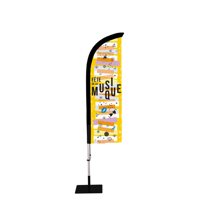 Beach flag Prêt à imprimer "Fête de la musique" (kit avec platine carrée) 2,3 m - Modèle 3 MACAP