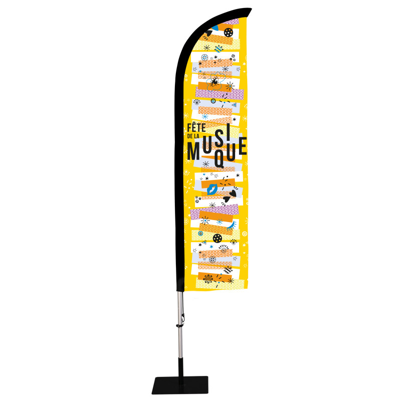 Beach flag Prêt à imprimer "Fête de la musique" (kit avec platine carrée) 2,8 m - Modèle 3 MACAP