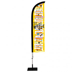 Beach flag Prêt à imprimer "Fête de la musique" (kit avec platine carrée) 2,8 m - Modèle 3 MACAP