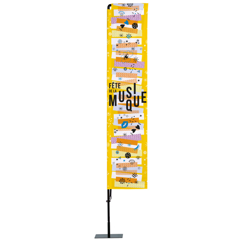 Beach flag Prêt à imprimer "Fête de la musique" (kit avec platine carrée) 3,5 m - Modèle 3 MACAP