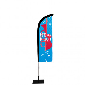 Beach flag Prêt à imprimer "Fête de la musique" (kit avec platine carrée) 2,3 m - Modèle 4 MACAP