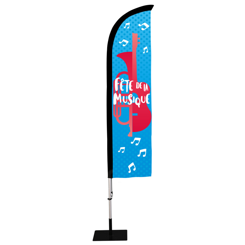 Beach flag Prêt à imprimer "Fête de la musique" (kit avec platine carrée) 2,8 m - Modèle 4 MACAP