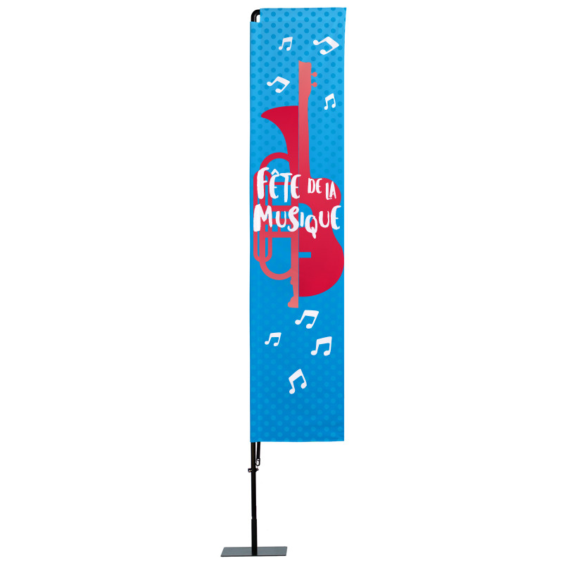 Beach flag Prêt à imprimer "Fête de la musique" (kit avec platine carrée) 3,5 m - Modèle 4 MACAP