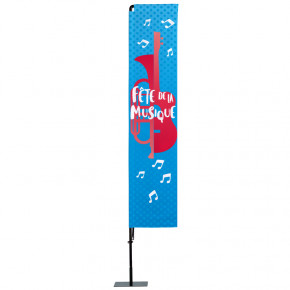 Beach flag Prêt à imprimer "Fête de la musique" (kit avec platine carrée) 3,5 m - Modèle 4 MACAP