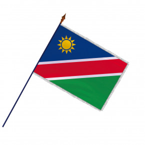 Drapeau Namibie avec frange argenté et fixé sur sa hampe (Officiel)