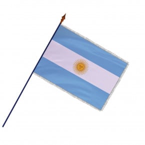 Drapeau Argentine avec frange argenté et fixé sur sa hampe (Officiel)