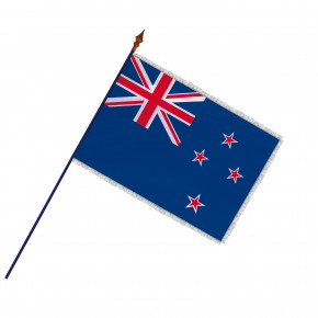 Drapeau Nouvelle-Zélande avec frange argenté et fixé sur sa hampe (Officiel)