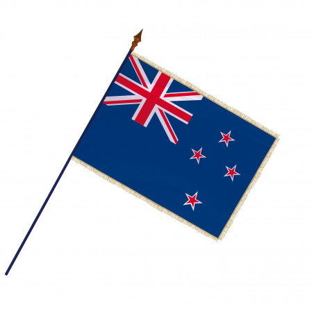 Drapeau Nouvelle-Zélande avec frange doré et fixé sur sa hampe (Officiel)