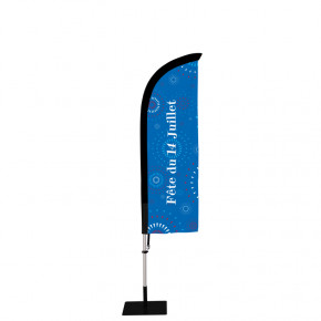 Beach flag Prêt à imprimer "Fête du 14 Juillet" (kit avec platine carrée) 2,3 m - Modèle 3 MACAP