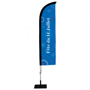 Beach flag Prêt à imprimer "Fête du 14 Juillet" (kit avec platine carrée) 2,8 m - Modèle 3 MACAP