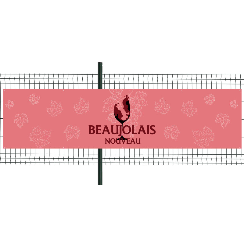 Banderole Prête à imprimer "Beaujolais nouveau" (fixation oeillets) 100x400 cm - Modèle 3 MACAP