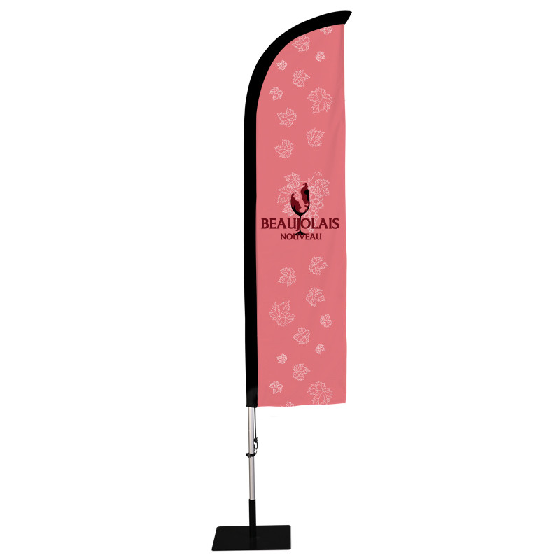 Beach flag Prêt à imprimer "Beaujolais nouveau" (kit avec platine carrée) 2,8 m - Modèle 3 MACAP