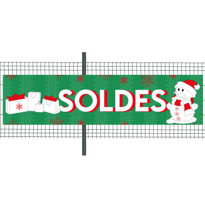 Banderole PVC Oeillets 100x400 cm PLV "Soldes"- Modèle 4
