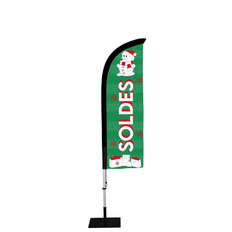 Beach flag Prêt à imprimer "Soldes" (kit avec platine carrée) 2,3 m - Modèle 4 MACAP