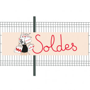 Banderole Prête à imprimer "Soldes" (fixation oeillets) 80x300 cm - Modèle 5 MACAP