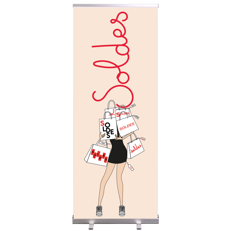 Roll-up Prêt à imprimer "Soldes" (avec housse de transport) 80x200 cm - Modèle 5 MACAP