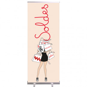 Roll-up Prêt à imprimer "Soldes" (avec housse de transport) 80x200 cm - Modèle 5 MACAP