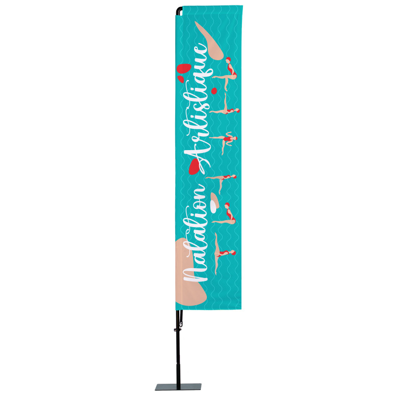 Beach flag Prêt à imprimer "Natation" (kit avec platine carrée) 3,5 m - Modèle 1 MACAP