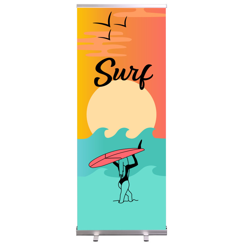 Roll-up Prêt à imprimer "Surf" (avec housse de transport) 80x200 cm - Modèle 1 MACAP