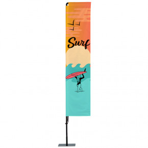 Beach flag Prêt à imprimer "Surf" (kit avec platine carrée) 3,5 m - Modèle 1 MACAP