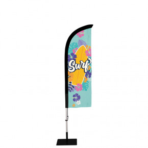 Beach flag Prêt à imprimer "Surf" (kit avec platine carrée) 2,3 m - Modèle 2 MACAP
