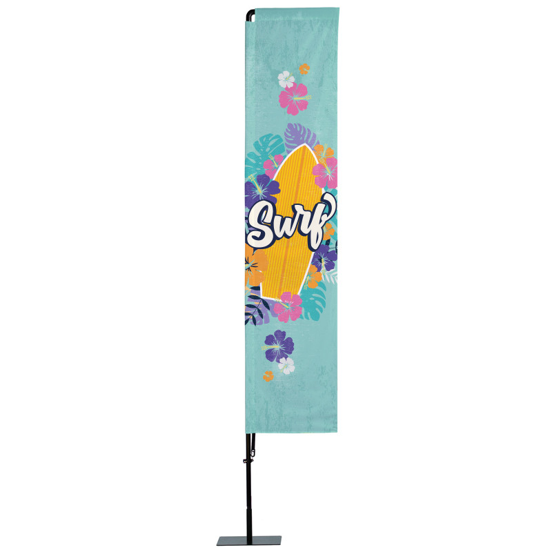 Beach flag Prêt à imprimer "Surf" (kit avec platine carrée) 3,5 m - Modèle 2 MACAP