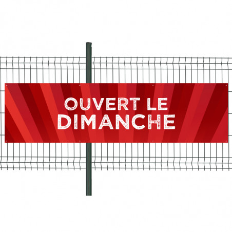 Banderole Prête à imprimer "Ouvert le dimanche" (fixation oeillets) 80x300 cm - Modèle 1 MACAP