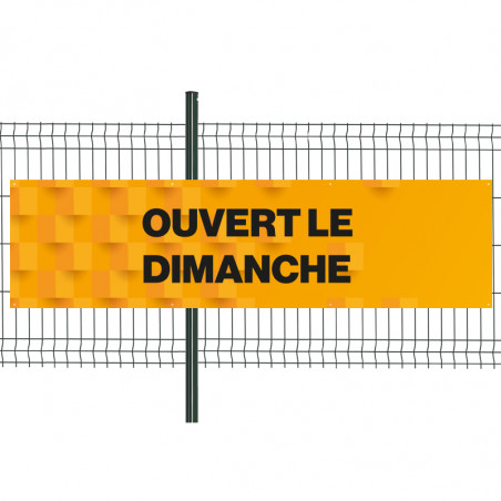 Banderole Prête à imprimer "Ouvert le dimanche" (fixation oeillets) 80x300 cm - Modèle 2 MACAP